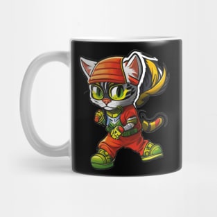 Run in Style with a Cool Cartoon Cat in Streetwear and Sneakers Mug